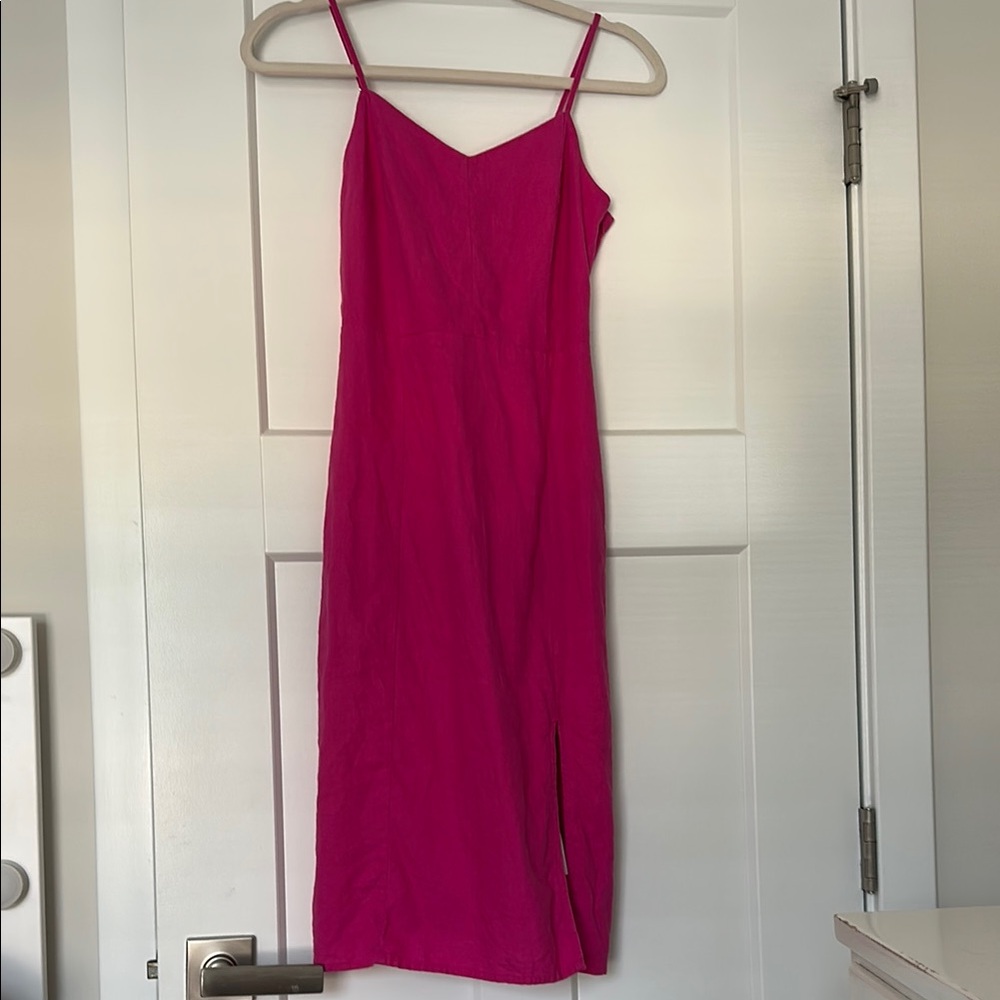 J. Crew Factory Pink Spaghetti Strap Slip Midi Dress